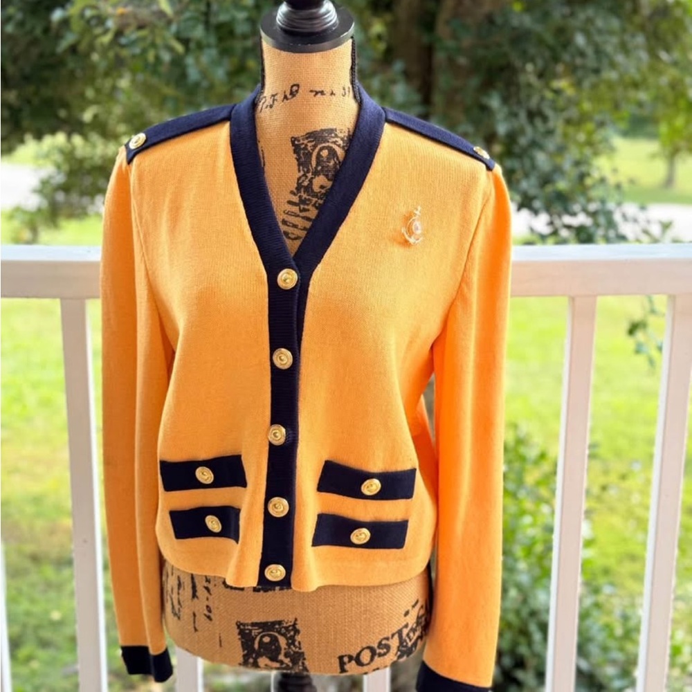 St. John Yellow and Navy Blazer